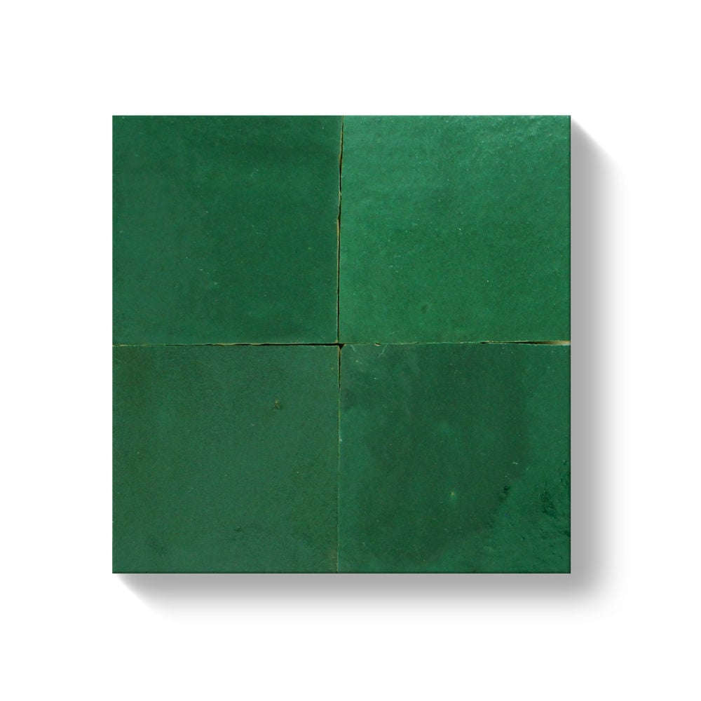 4 green glaze finished hand chiseled tiles