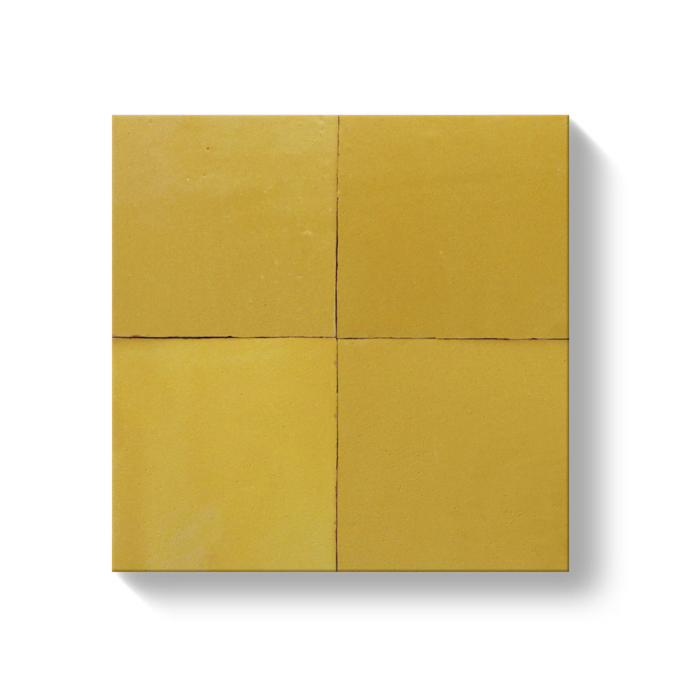 4 earthy yellow glaze finished hand chiseled tiles