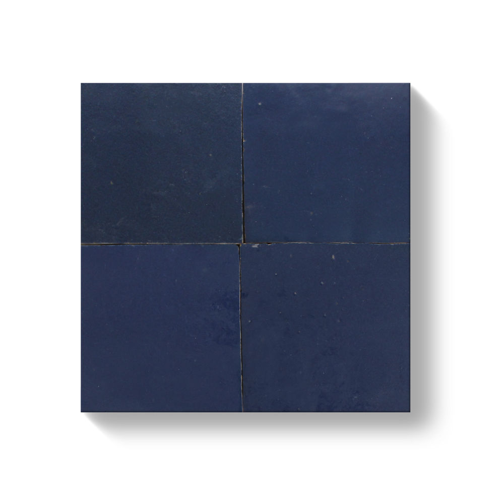 4 dark blue glaze finished hand chiseled tiles