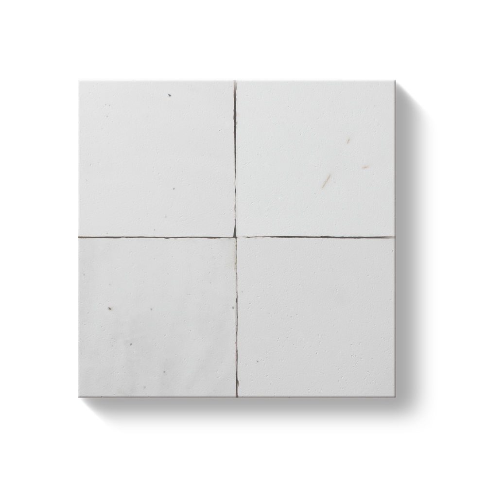 4 white glaze finished hand chiseled tiles